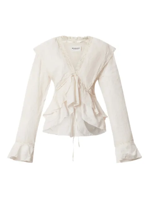MARANT ÉTOILE damienne ruffled lace blouse Neutrals HT0783FAD1J11E