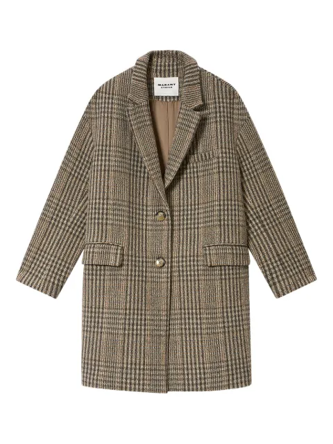 MARANT ÉTOILE Limiza check button coat Brown MA0087FCD1E02E