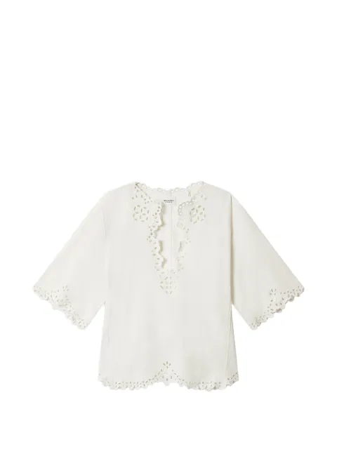 MARANT ÉTOILE Shana tunic style openwork cotton top White HT0586FBD1J04E