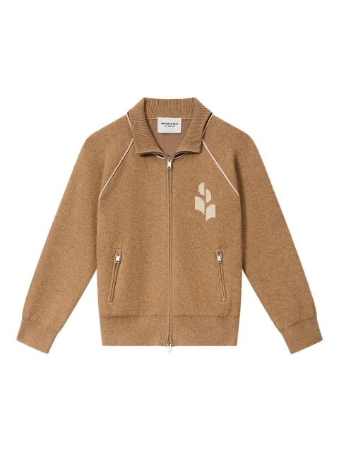MARANT ÉTOILE Lanya zip logo cardigan Brown CA0166FAD1L11E