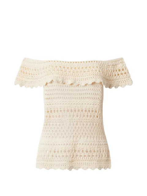 MARANT ÉTOILE ZAELLE crochet off-shoulder top Neutrals PU0853FAD1L14E
