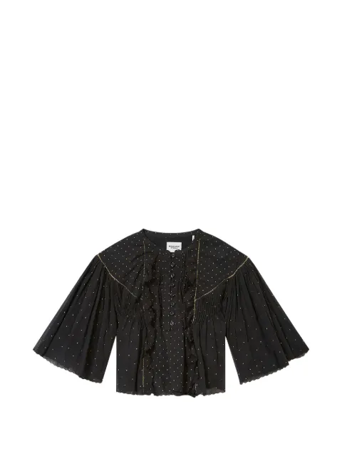 MARANT ÉTOILE Veenia ruffled dotted blouse Black HT0806FAD1J03E