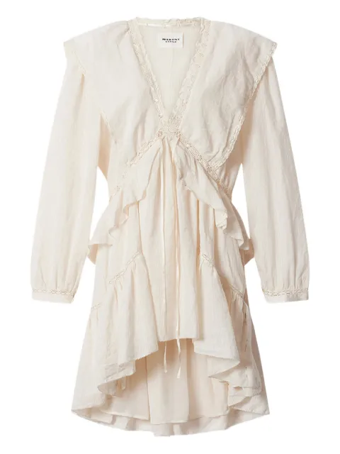 MARANT ÉTOILE Damya lace ruffled mini dress Neutrals 26PRO0974FAD1J11E23EC