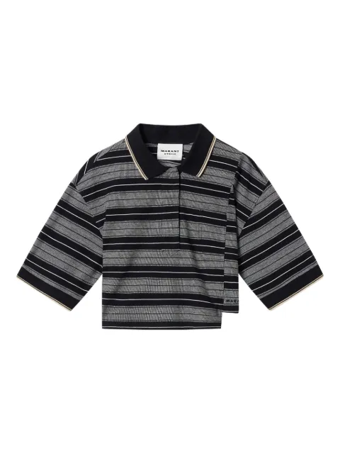 MARANT ÉTOILE Isalyne striped polo top Black HT0836FAD1K04E