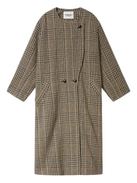 MARANT ÉTOILE Renee checked button coat Brown MA0502FAD1E02E