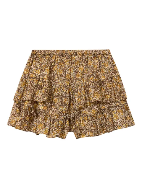 MARANT ÉTOILE Jocadia floral ruffled cotton shorts Brown SH0021FAD1J14E