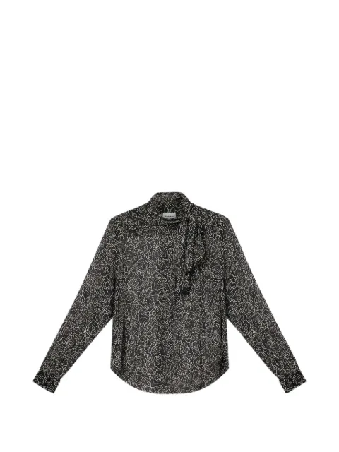 MARANT ÉTOILE pussy-bow print leona top Black HT0847FAD1J08E