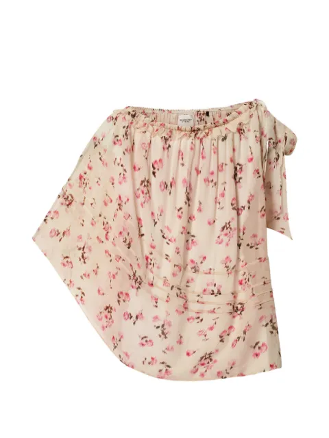 MARANT ÉTOILE Loeva floral-pattern one-shoulder blouse Neutrals HT0777FAD1J08E