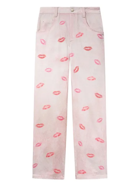 MARANT ÉTOILE Brinsa lip-print trousers Pink PA0617FBD1H05E