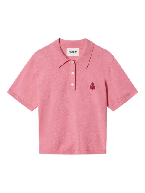 MARANT ÉTOILE Althea buttoned logo polo top Pink PU0849FAC1L17E