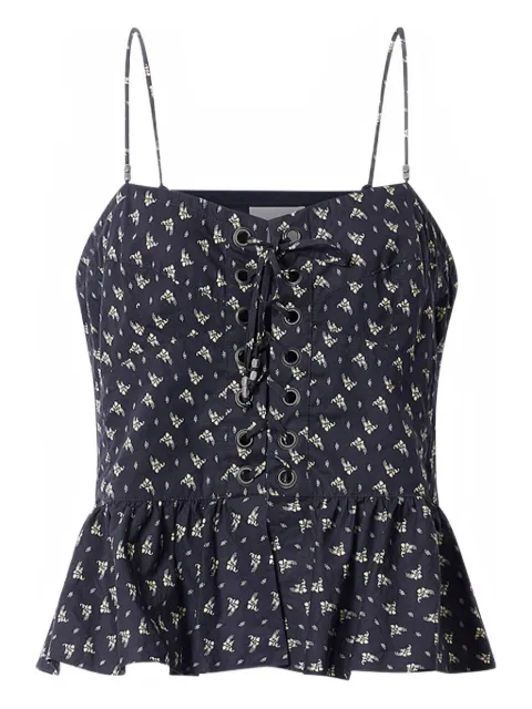 MARANT ÉTOILE Dolma floral lace-up top Black HT0824FAD1J10E