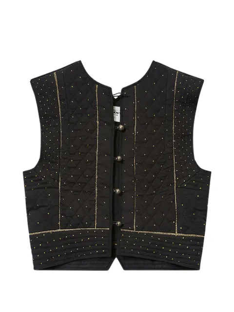 MARANT ÉTOILE Volana quilted studded top Black GI0078FAD1J03E