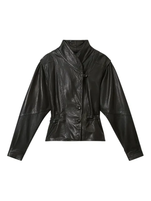 ISABEL MARANT Tressy buttoned leather jacket Black VE0601FAD1B02I