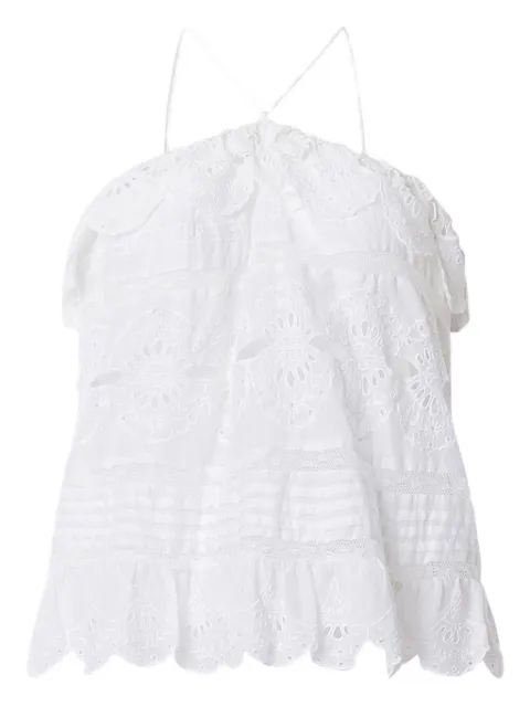 MARANT ÉTOILE Prisha ruffled top White HT0769FAD1J05E