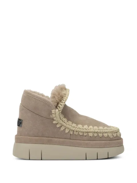 Mou crochet-trim platform boots Neutrals MUFW751000ACAM