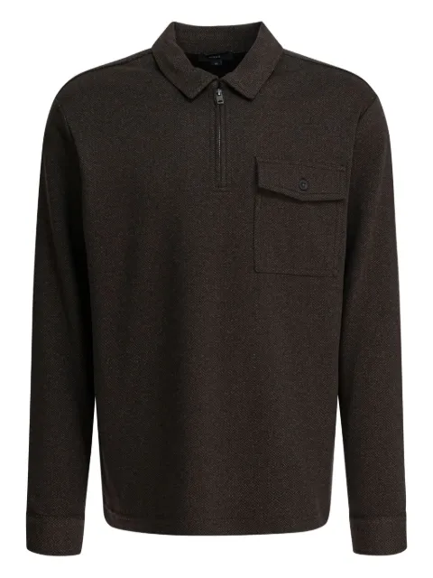 Vince herringbone zipped pocket polo shirt Brown M12769974A