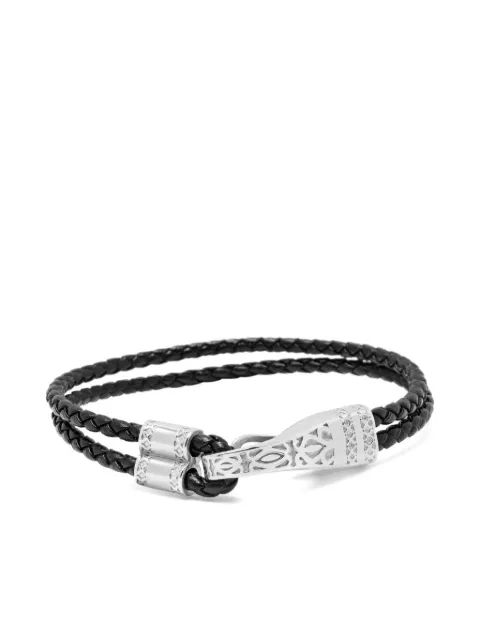 Nialaya Jewelry clasp-detail leather bracelet Black MLTHCO382