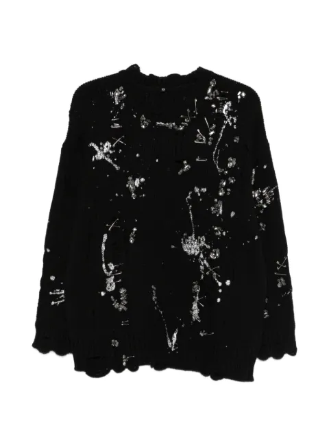 R13 distressed crystals pin SWEATER Black R13WY335Y245A