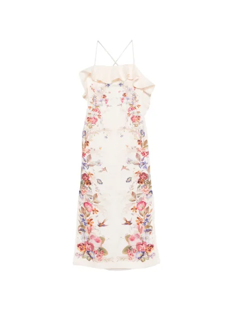 ZIMMERMANN Patience Frill midi dress Neutrals 6147DRS264