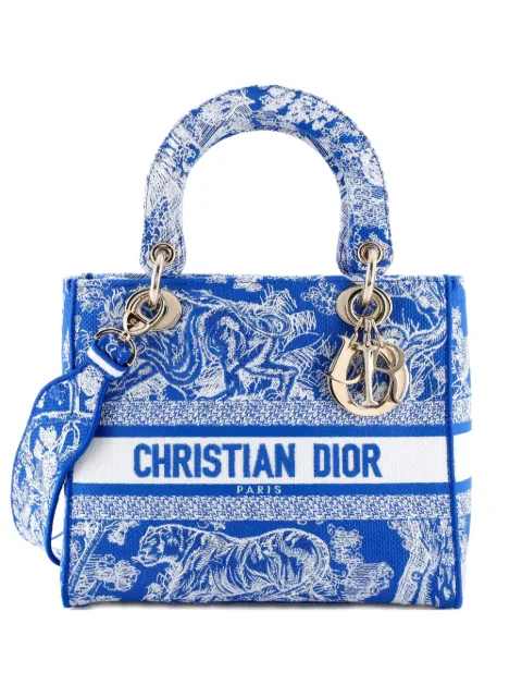 Christian Dior Pre-Owned Toile de Jouy Lady D-Lite Bag Embroidered Canvas tote bag Blue LKM8YCD81WY472T2