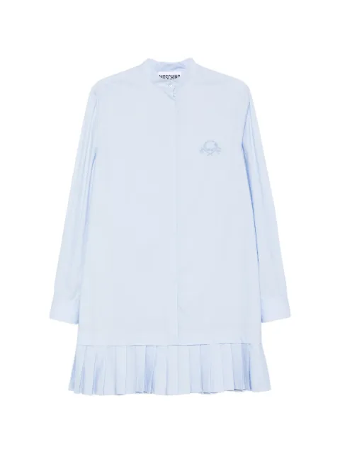 Moschino logo-embroidery pleated-hem mini dress Blue A04490531