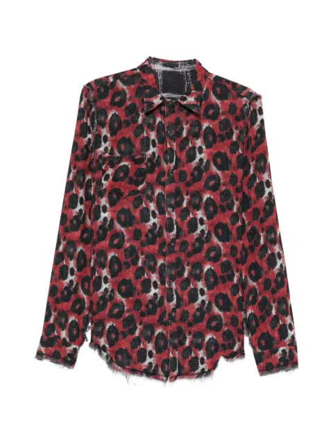 R13 plaid shredded seam shirt Black R13WR543R666BBLACKECRUPLAIDWITHREDLEOPARD