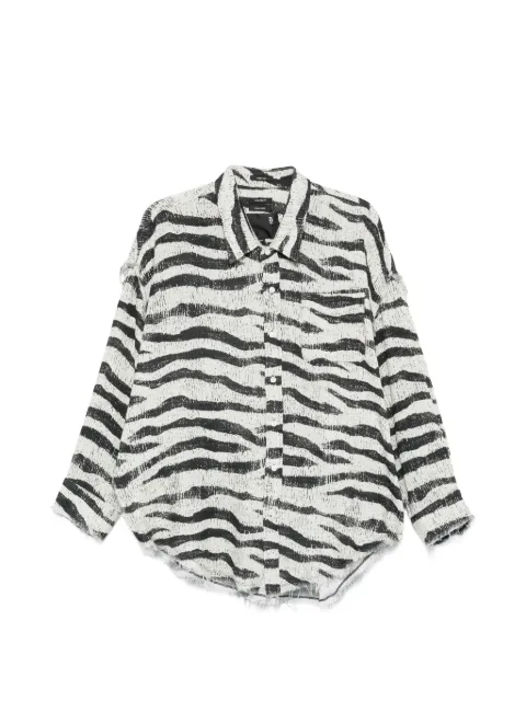 R13 zebra frayed shirt White R13WR075R661B