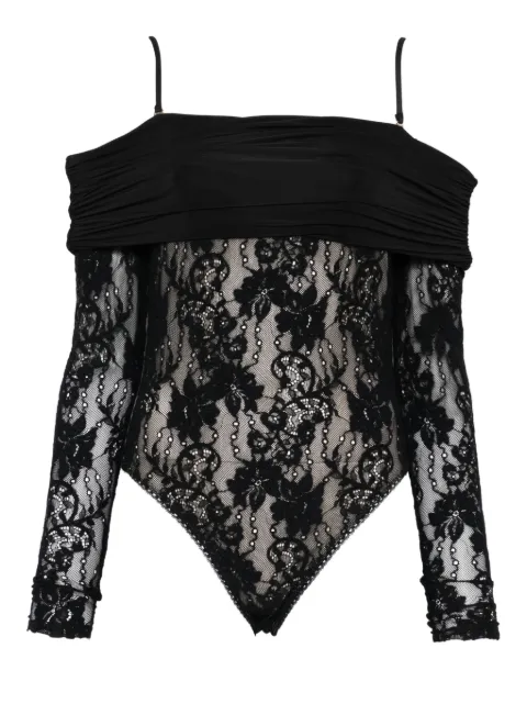 ZIMMERMANN Rebellion draped lace bodysuit Black 7123TC261