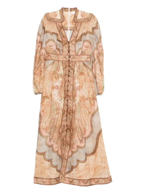 ZIMMERMANN Wanderlust plunge midi dress Neutrals 5753DRS262
