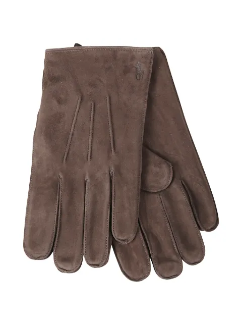 Polo Ralph Lauren topstitch logo-print gloves Brown 449959463002