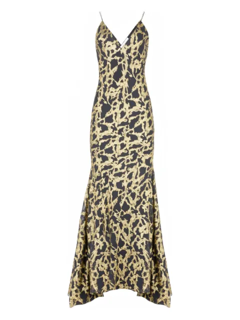 Nina Ricci marbled-motif silk maxi dress Black 26PCRO042SE1420