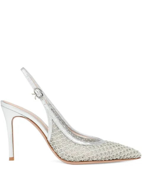 Gianvito Rossi Nikki pointed sling-back heeled pumps White G9562895RICINK