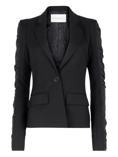 Nina Ricci ruffled-sleeves wool suit jacket Black 26PCVE003WV0323