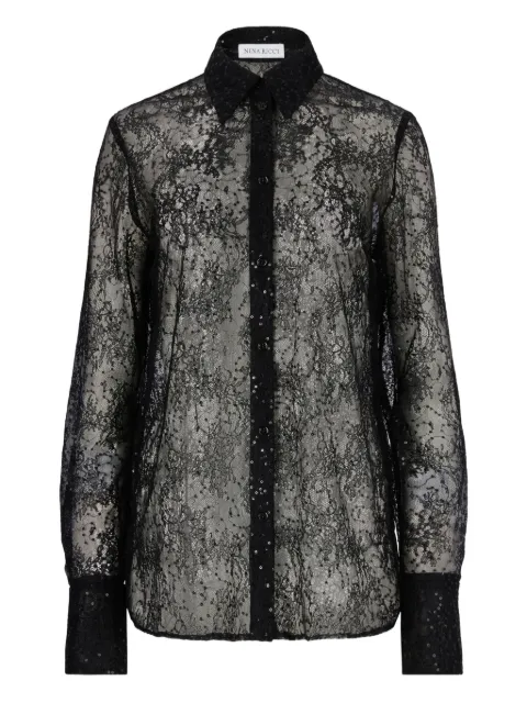 Nina Ricci sequin-embellished bell-cuffs shirt Black 26PCTO007PA0506U9000