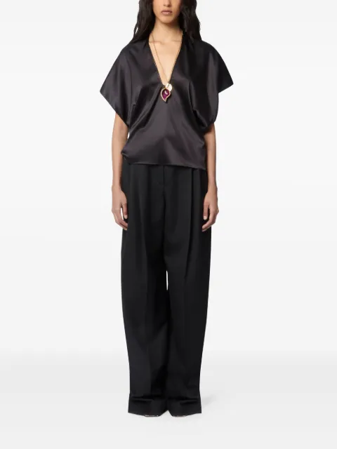 Nina Ricci V-neck satin-silk top Black 26PCTO003SE1415
