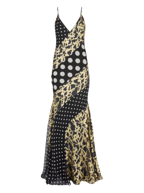 Nina Ricci polka dot-pattern marbled silk maxi dress Black 26PCRO073SE1420
