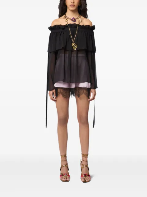 Nina Ricci boat-neck silk top Black 26PCTO023SE1417