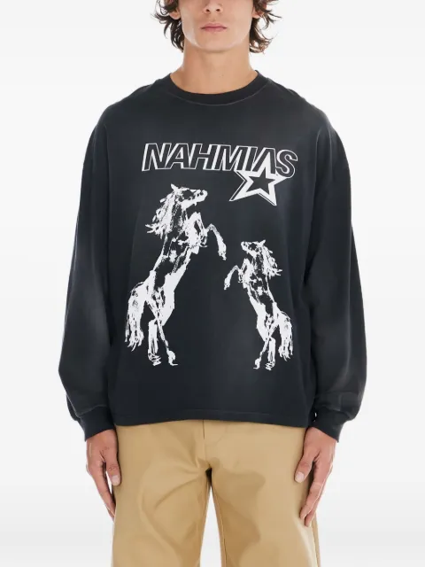 Nahmias horses-print long-sleeve T-shirt Black Y10T11B7021
