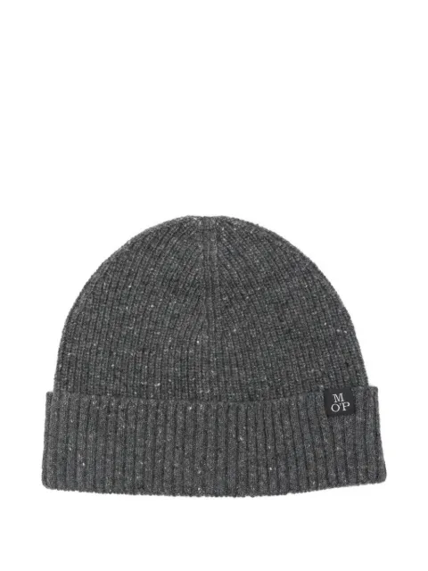 Marc O'Polo logo-patch ribbed beanie hat Grey 530506601128