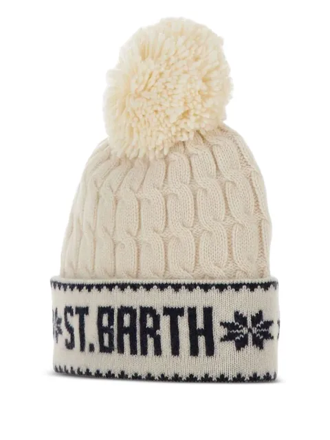 MC2 Saint Barth Wilhelm cable-knit pompom beanie Neutrals WILH00403229I1061