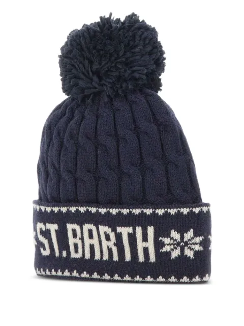 MC2 Saint Barth Wilhelm cable-knit pompom beanie Blue WILH00403228I61