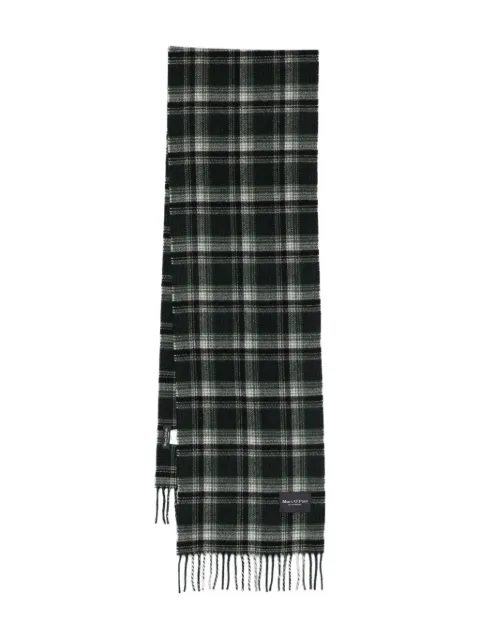 Marc O'Polo checked fringed scarf Green 529805102006
