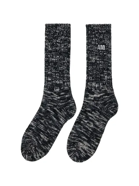 AMI Paris ribbed logo socks Black USC008379