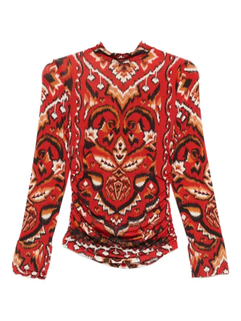 FARM Rio geometric-pattern long-sleeves T-shirt Red 339746