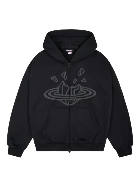 BROKEN PLANET zip-up graphic hoodie Black BPMBKZUH001