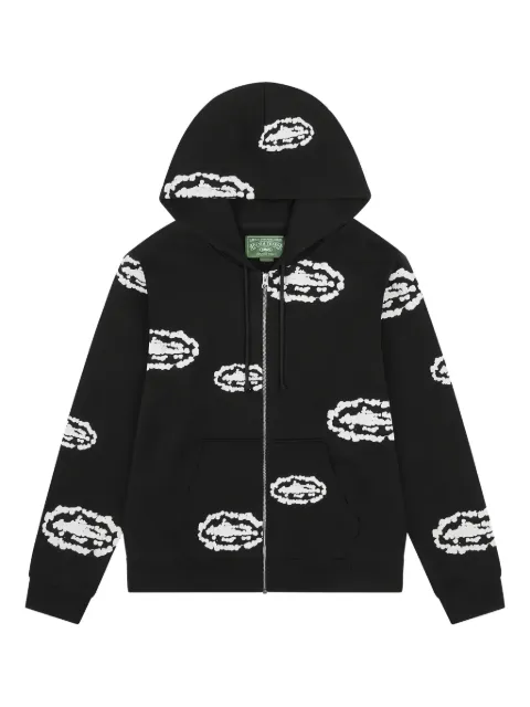 Denim Tears x Corteiz wreath-print cotton hoodie Black SS25TZH11412036