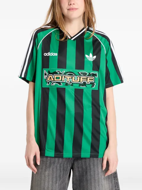 adidas striped beads-embellishment jersey Green KD2273