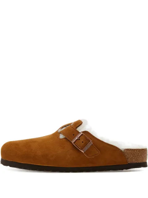 Birkenstock Boston Shearling buckled mules Brown 1001140
