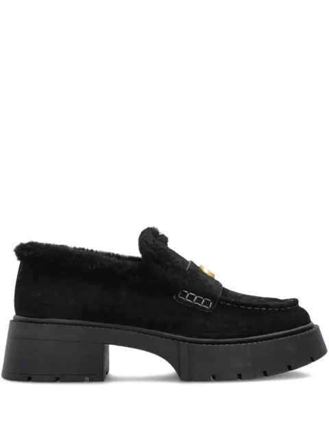 Coach Leah shearling logo loafers Black CCH84