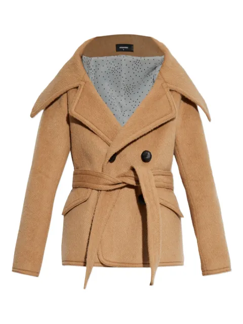 DSQUARED2 belted double-breasted jacket Neutrals S72AM1113D35393